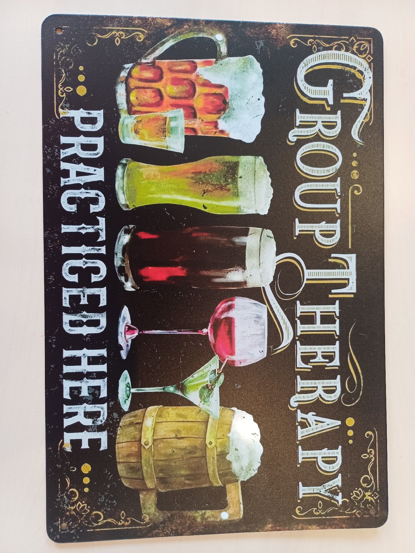 Group Therapy Metal Wall Sign with Drinks Design, Unbranded, Medium, New condition — preloved on SilentSale®