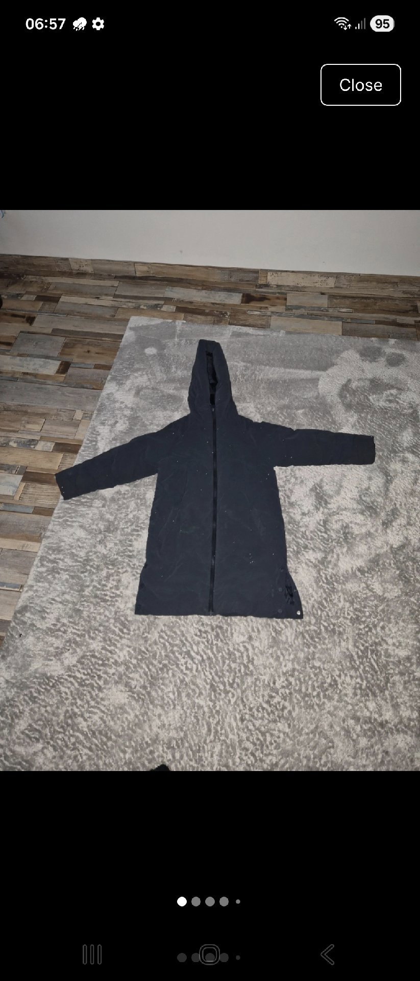 Black Hooded Longline Coat Jacket, Marks & Spencer, 10, Good condition — preloved on SilentSale®