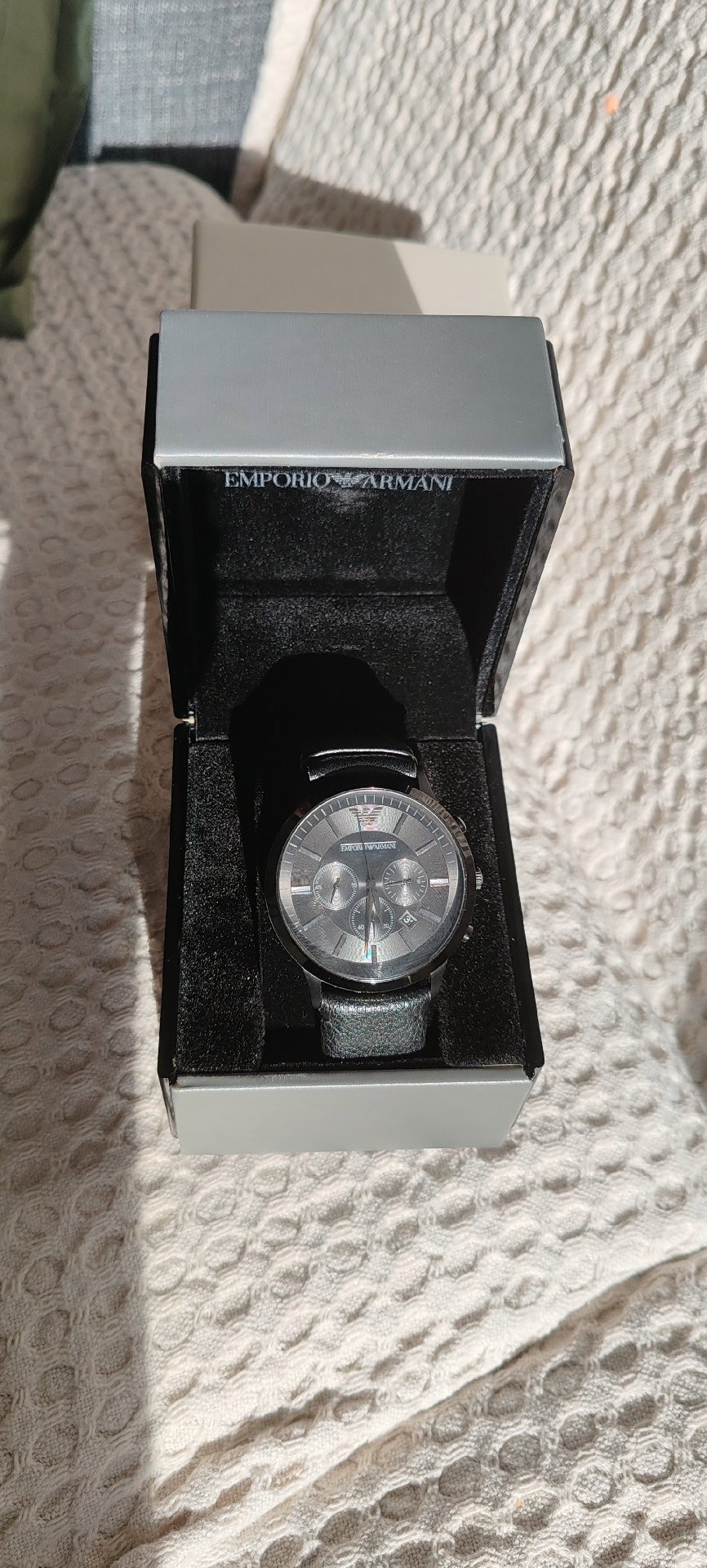 Emporio Armani Black Leather Strap Men's Watch, Armani, One Size, Excellent condition — preloved on SilentSale®