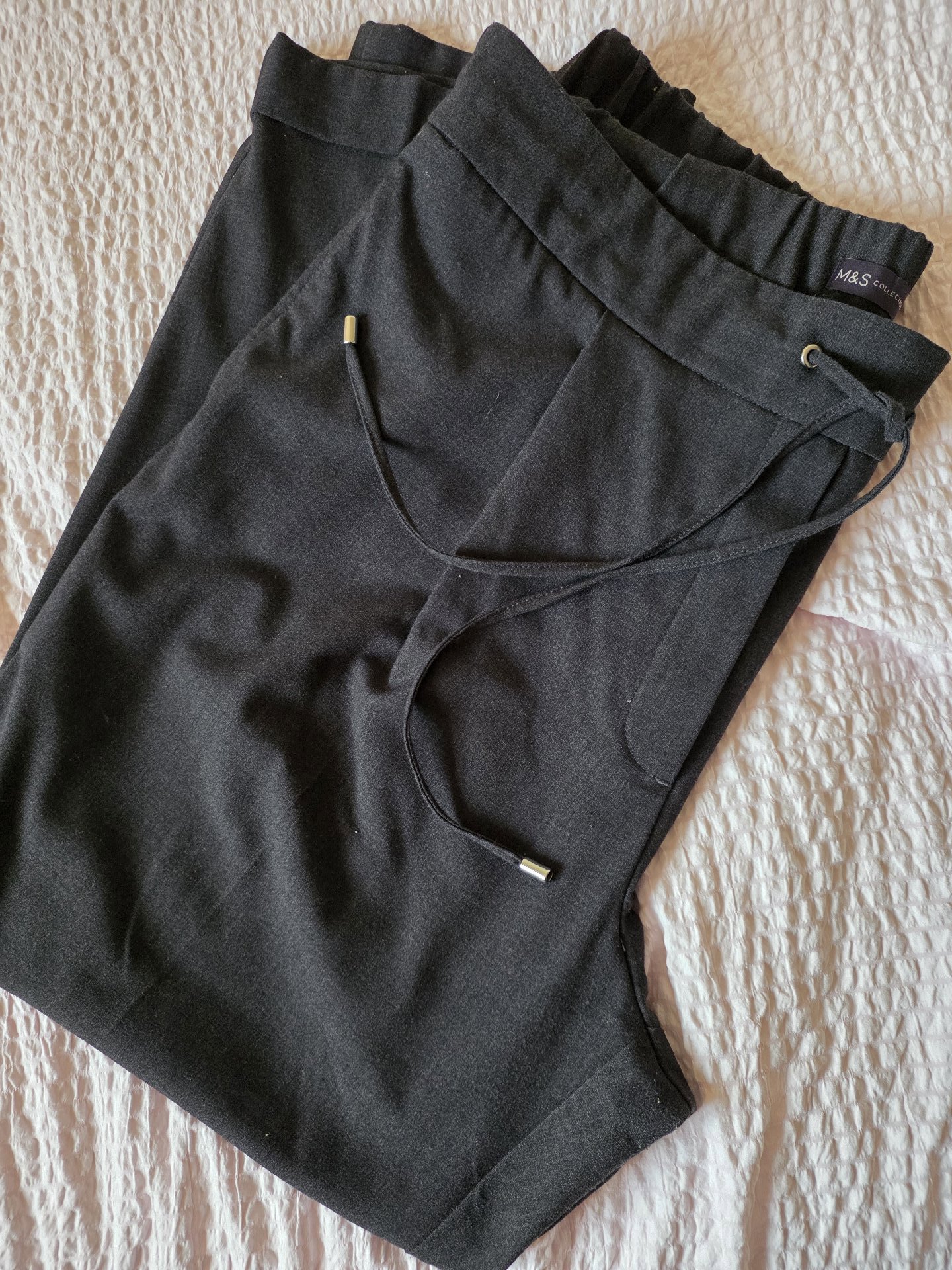 Charcoal Drawstring Tapered Ladies Ankle Grazer Trousers size 18 Reg, Marks & Spencer, 18, Excellent condition — preloved on SilentSale®