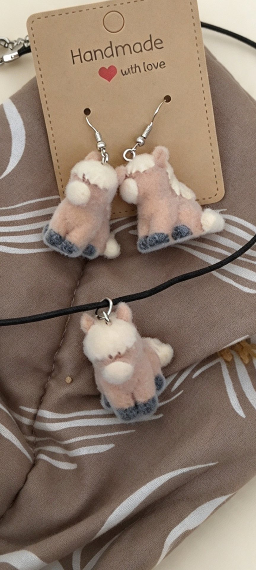 Handmade Felt Horse Earrings And Necklace Set, Unbranded, One Size, New condition — preloved on SilentSale®