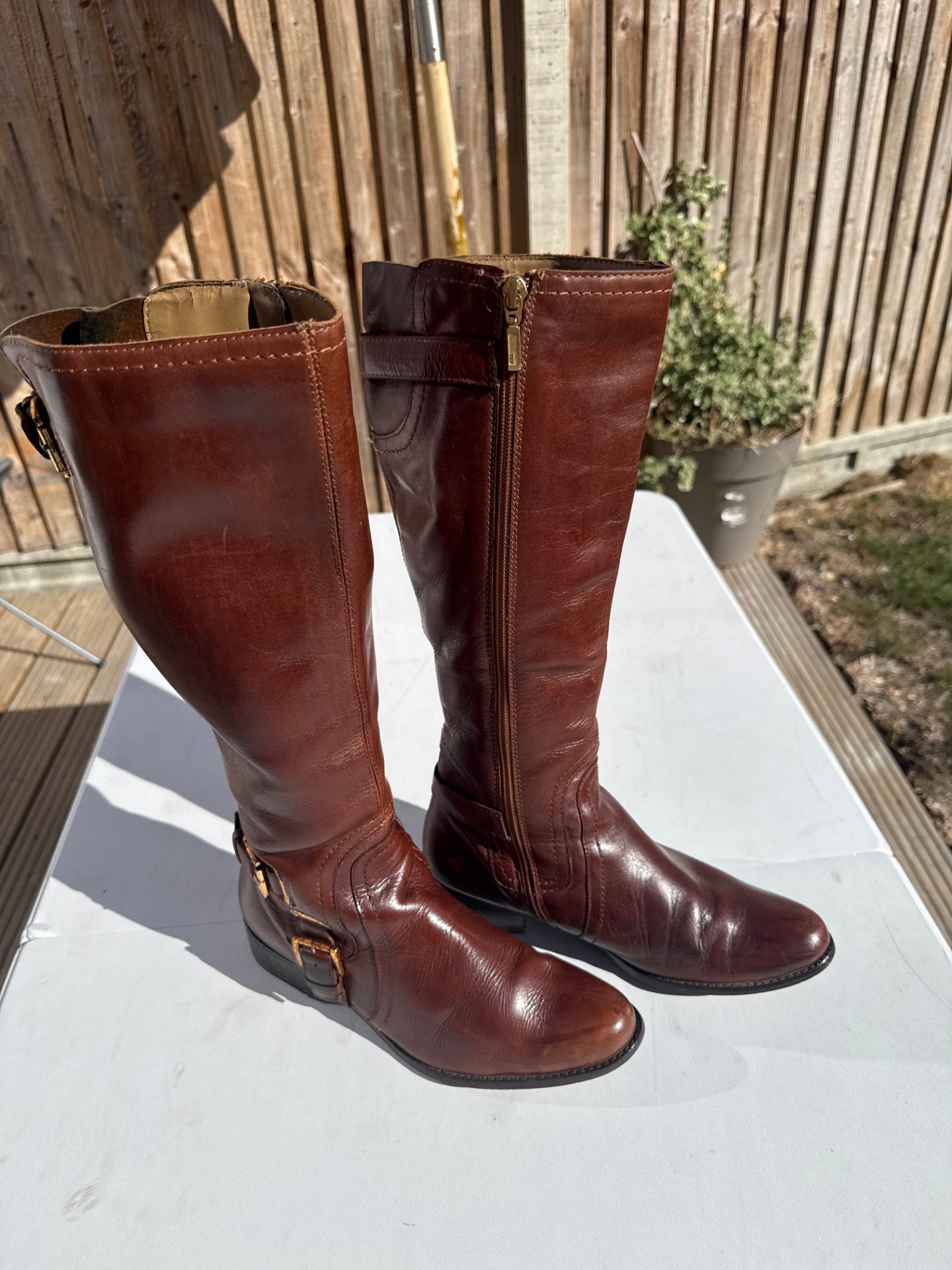 Dune Brown leather boots size 4UK, Dune, 4, Good condition — preloved on SilentSale®
