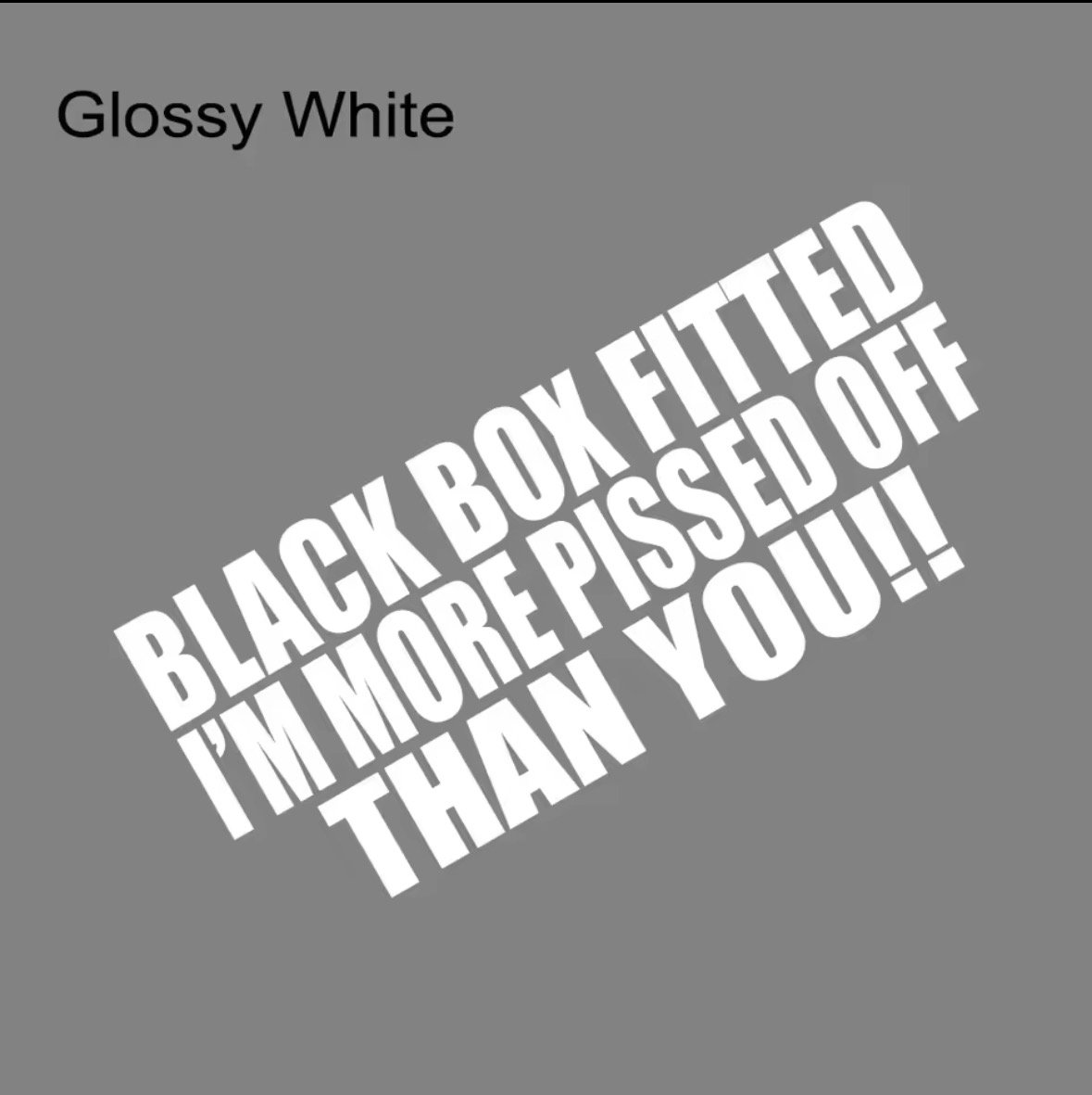 Glossy White Sticker Black Box Fitted Text, Black Box, One Size, New condition — preloved on SilentSale®