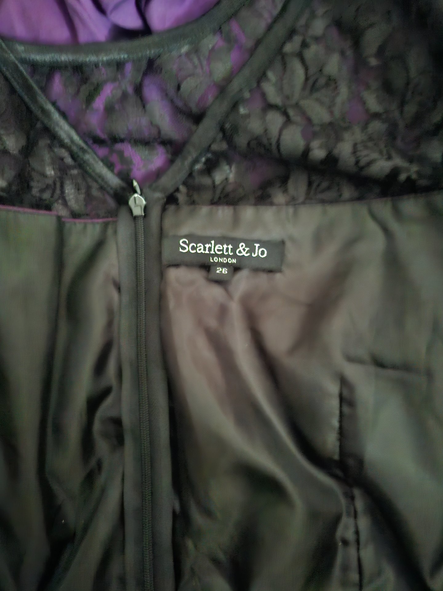 Scarlett & Jo Purple  Black Lace Overlay Dress – UK 26, Scarlett & Jo, 26, New condition — preloved on SilentSale®