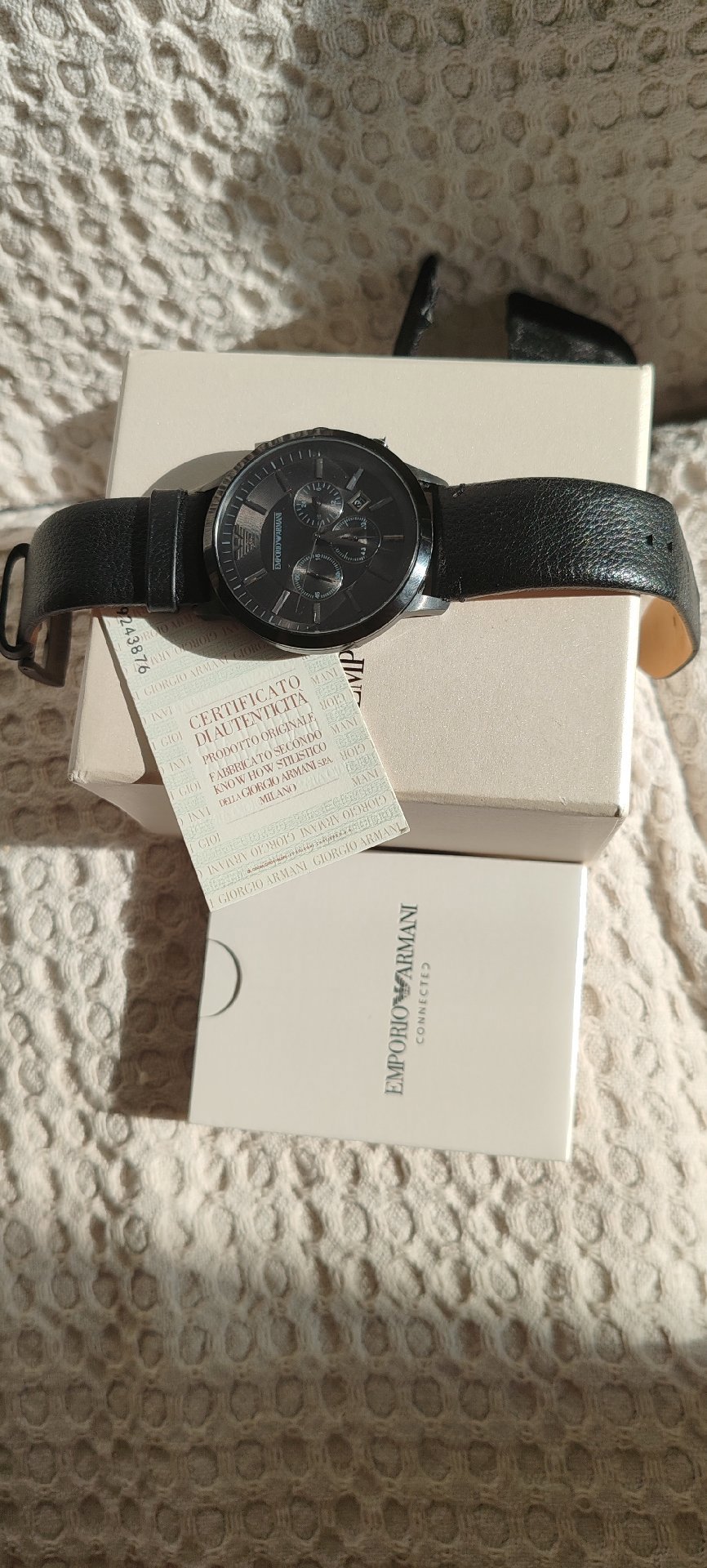 Emporio Armani Black Leather Strap Men's Watch, Armani, One Size, Excellent condition — preloved on SilentSale®