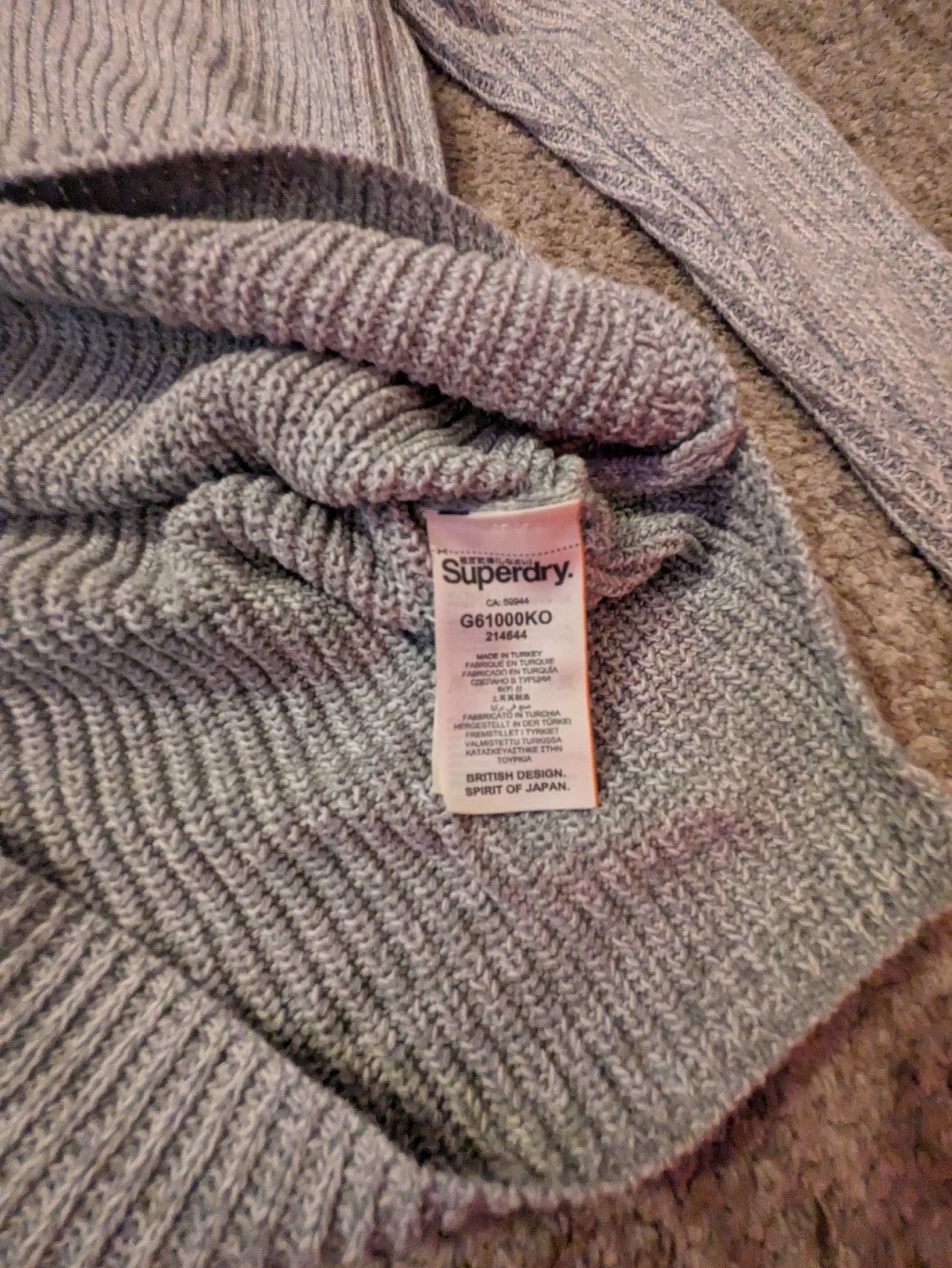 Superdry Grey Ribbed Knit Jumper, Superdry, S, Excellent condition — preloved on SilentSale®