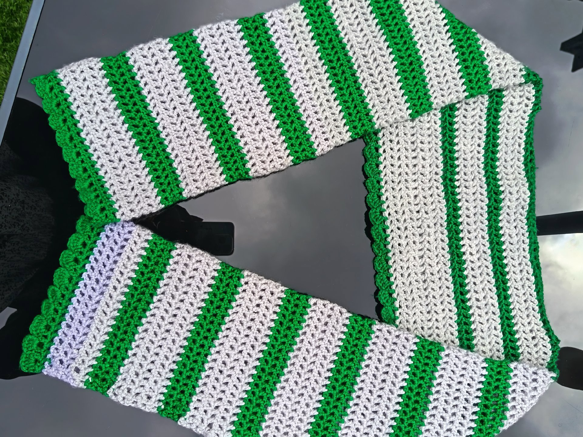 Handmade Crochet Crop Top Green and White Striped, Handmade, 10, Excellent condition — preloved on SilentSale®