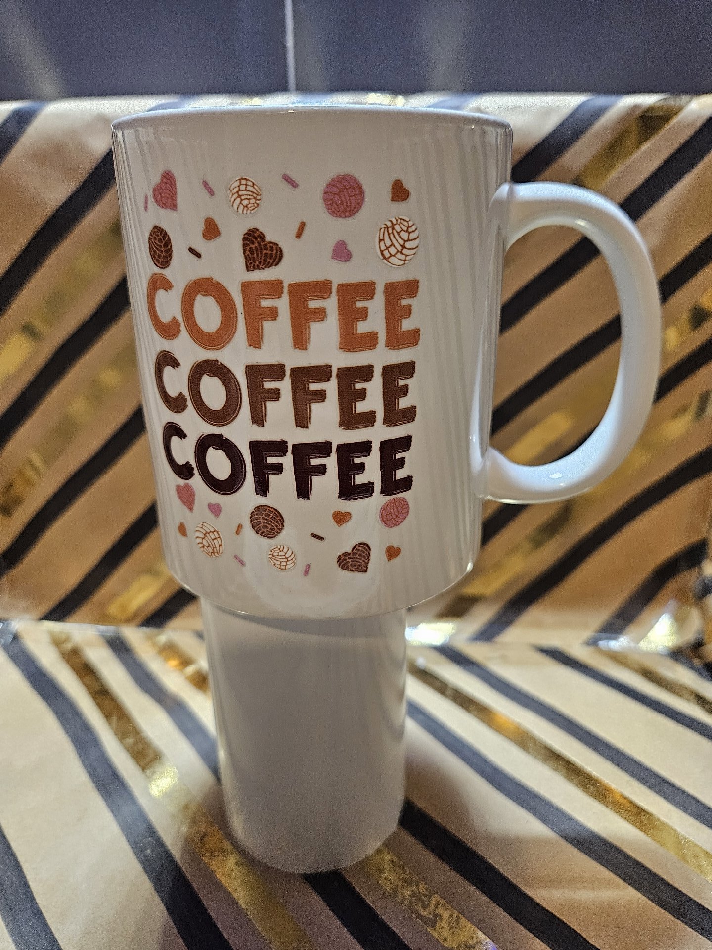 White Ceramic Coffee Mug with Coffee Print, Unbranded, One Size, New condition — preloved on SilentSale®