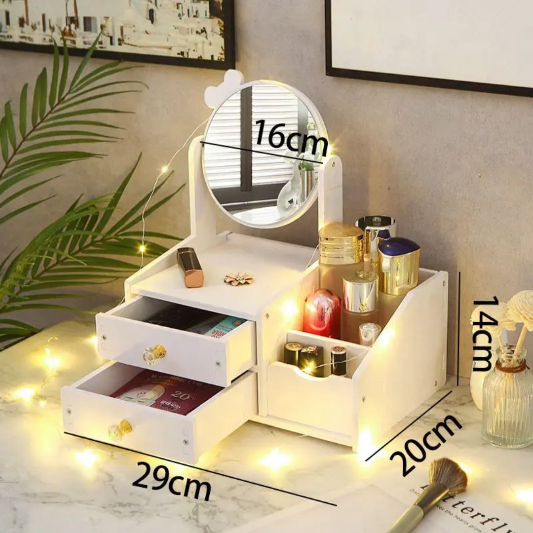 White Wooden Makeup Organiser Box with Mirror and Drawers, Unbranded, Medium, New condition — preloved on SilentSale®