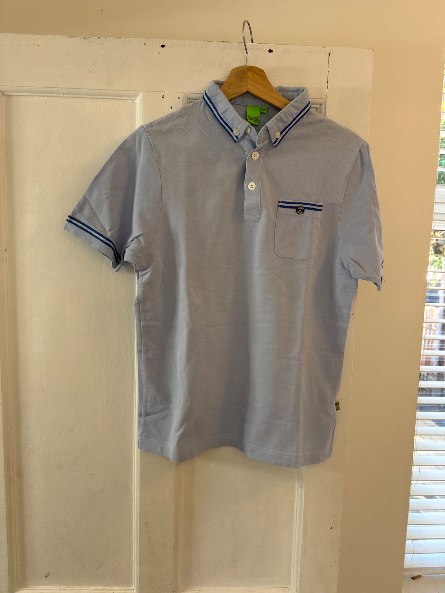 Ben Sherman Blue Polo Shirt with Striped Collar – Size M, Ben Sherman, M, Excellent condition — preloved on SilentSale®