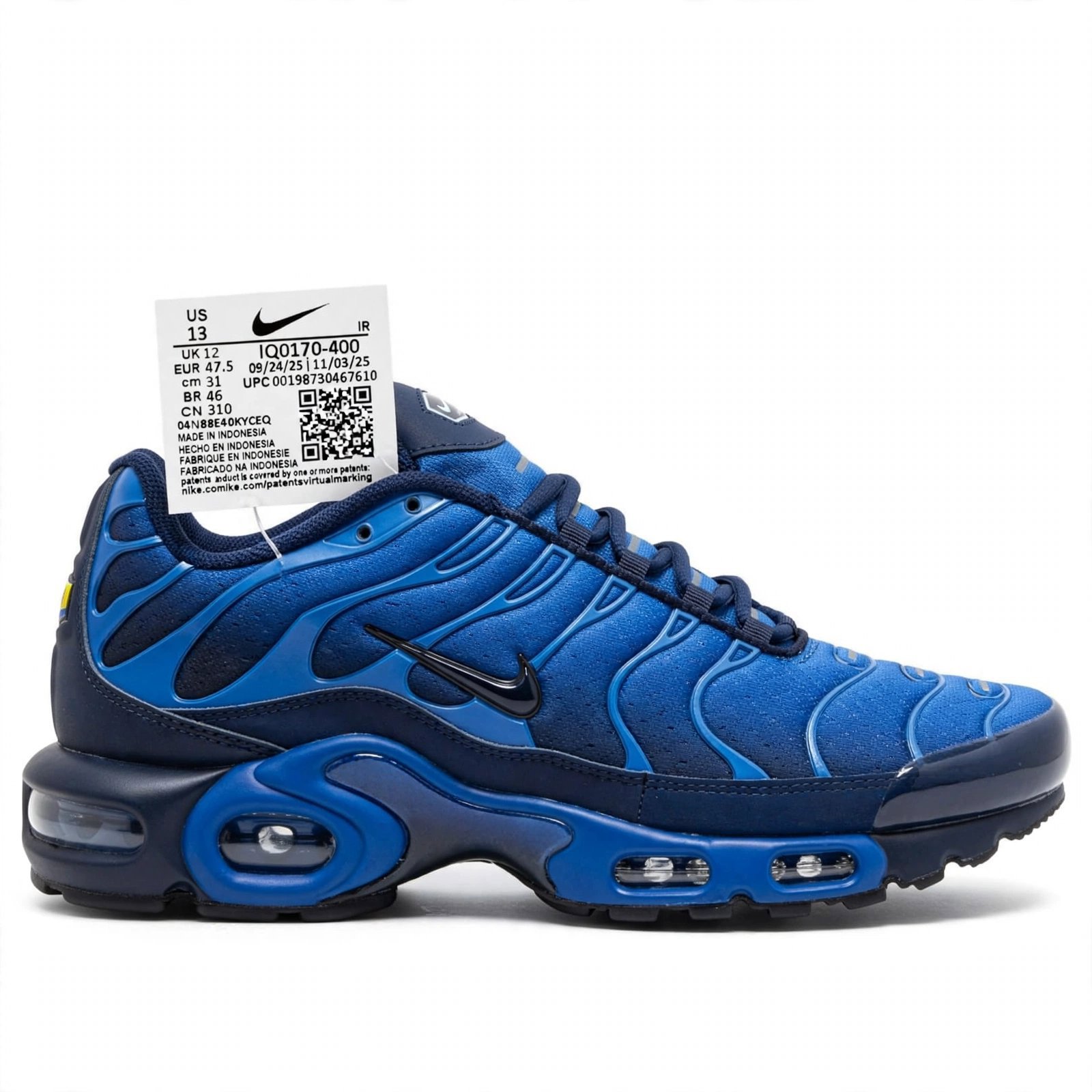 Nike Air Max Plus Trainers Blue Multi UK 12 / US 13, Nike, 12, New condition — preloved on SilentSale®