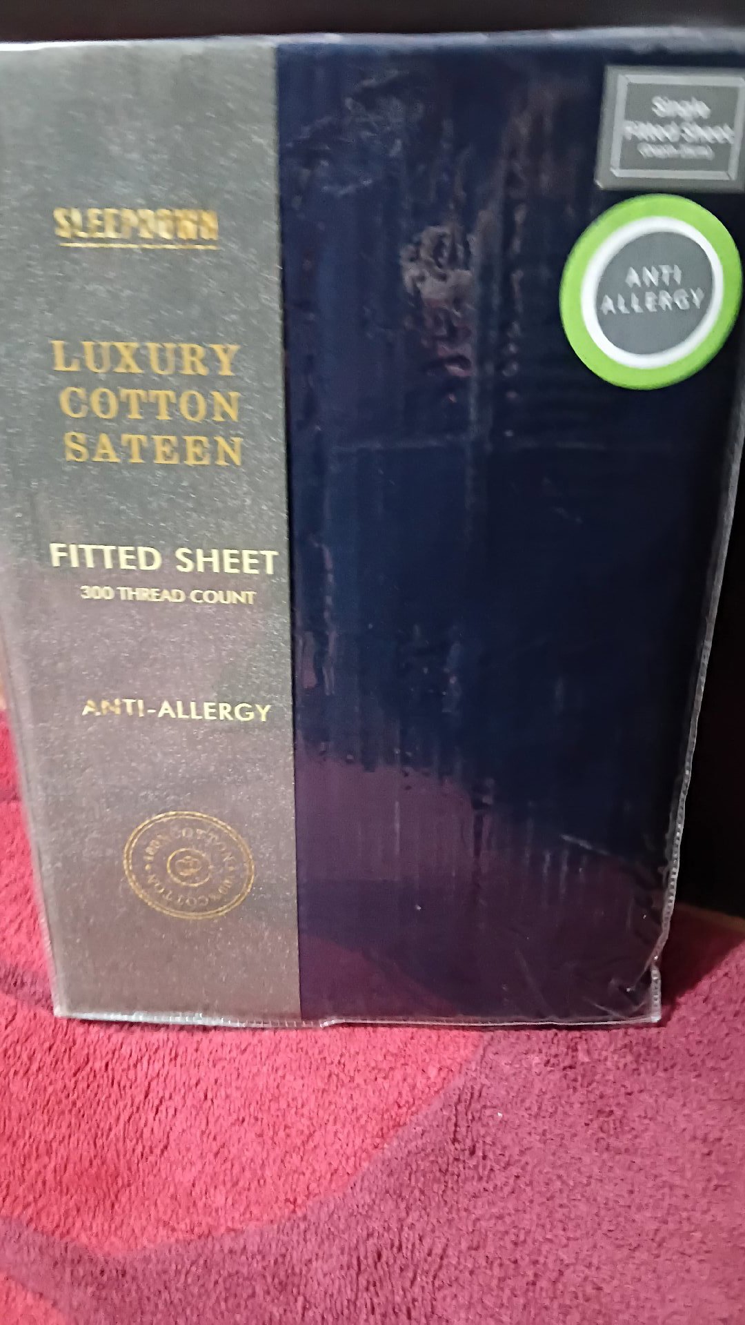 Sleepdown Navy Luxury Cotton Sateen Single Fitted Sheet, Sleepdown, Single, New condition — preloved on SilentSale®
