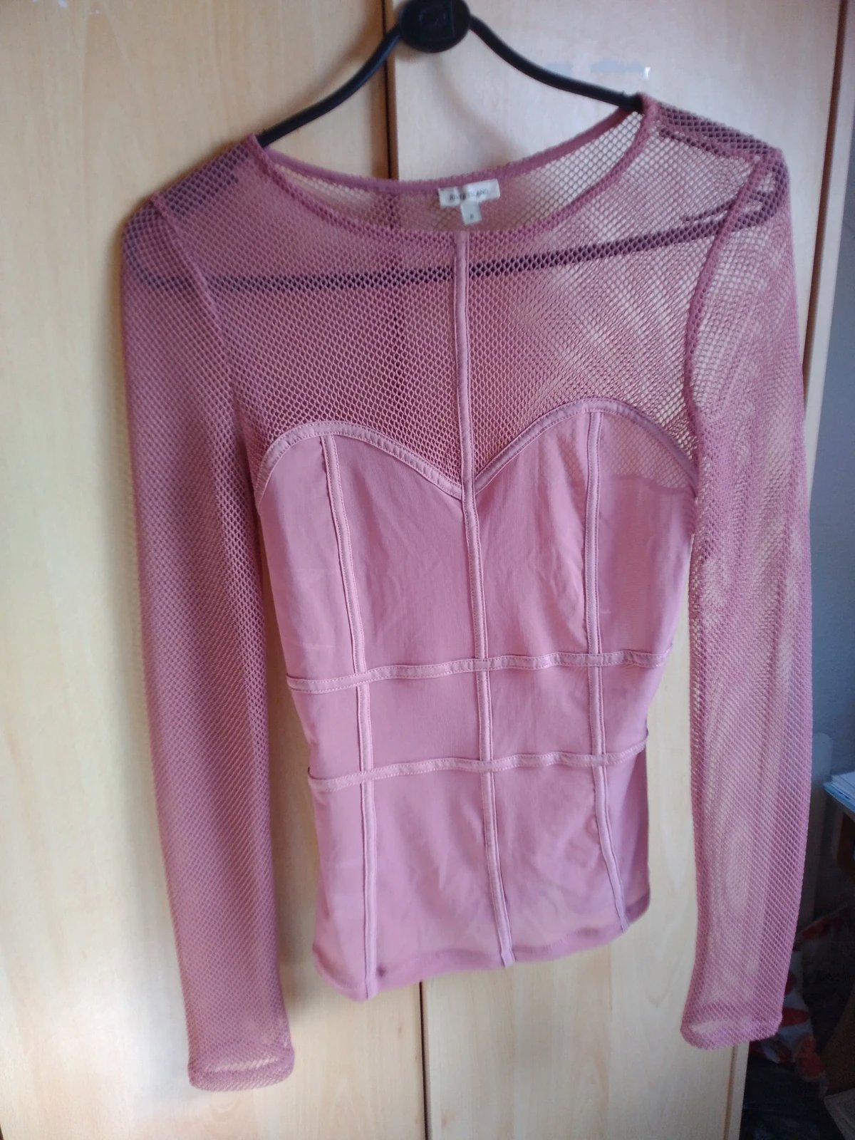 River Island Pink Mesh Long Sleeve Corset Detail Top Size 8, River Island, 8, Good condition — preloved on SilentSale®
