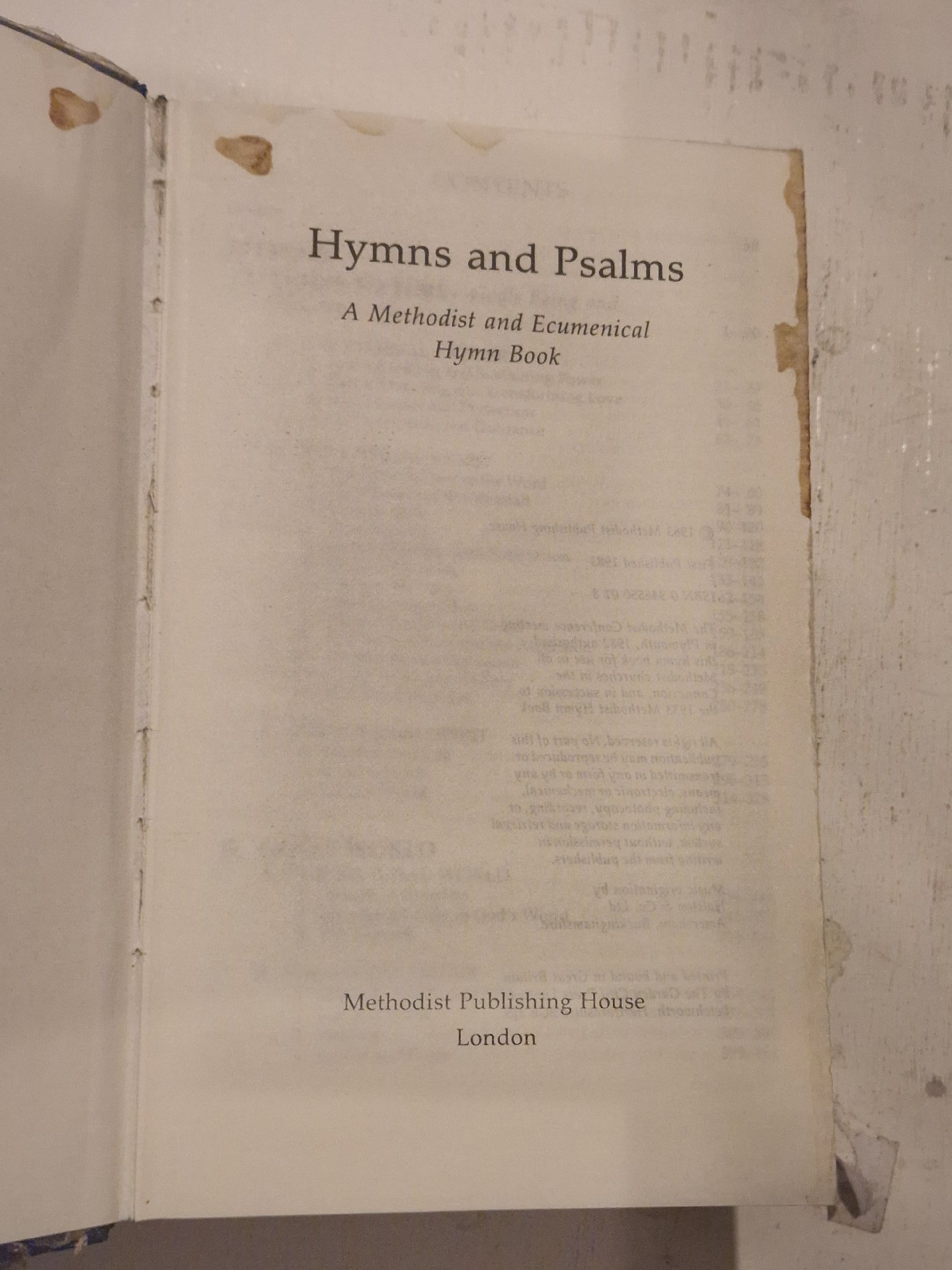 Hymn book titled 'Hymns and Psalms: A Methodist and Ecumenical Hymn Book' published by Methodist Publishing House, London, Unbranded, One Size, Excellent condition — preloved on SilentSale®