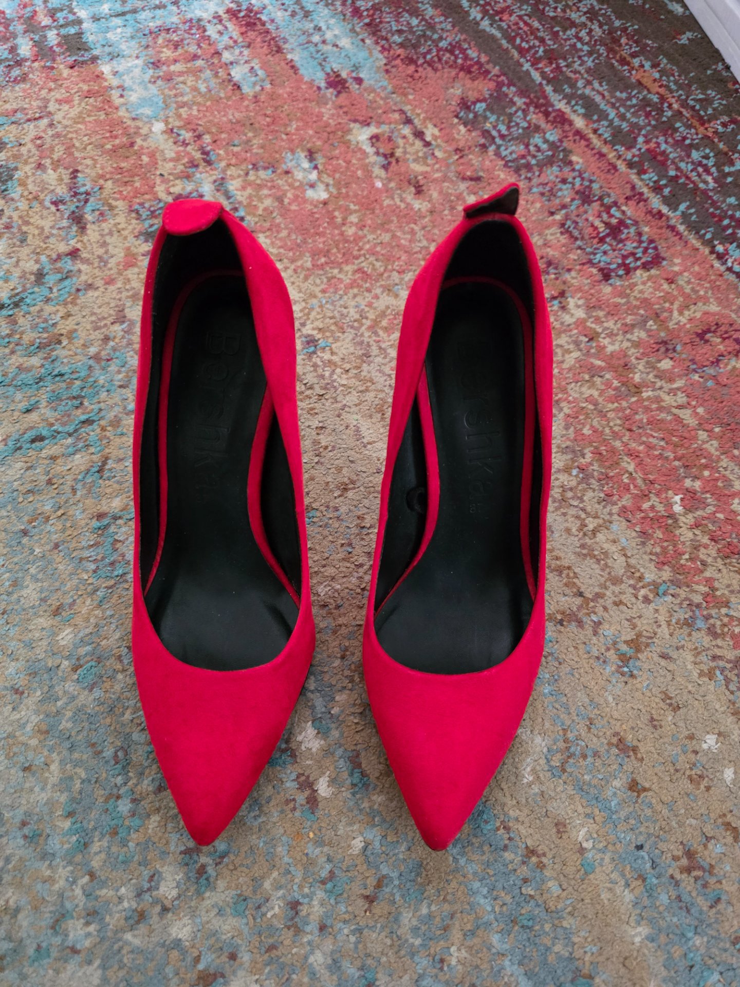 Red Suede Bershka Effect High Heel Court Shoes, Bershka, 4, Excellent condition — preloved on SilentSale®