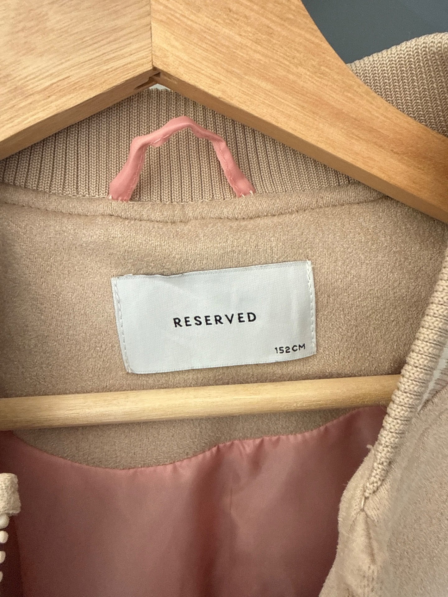 Girls Beige and White Bomber Jacket - Size S, Reserved, 12 years, Like New condition — preloved on SilentSale®