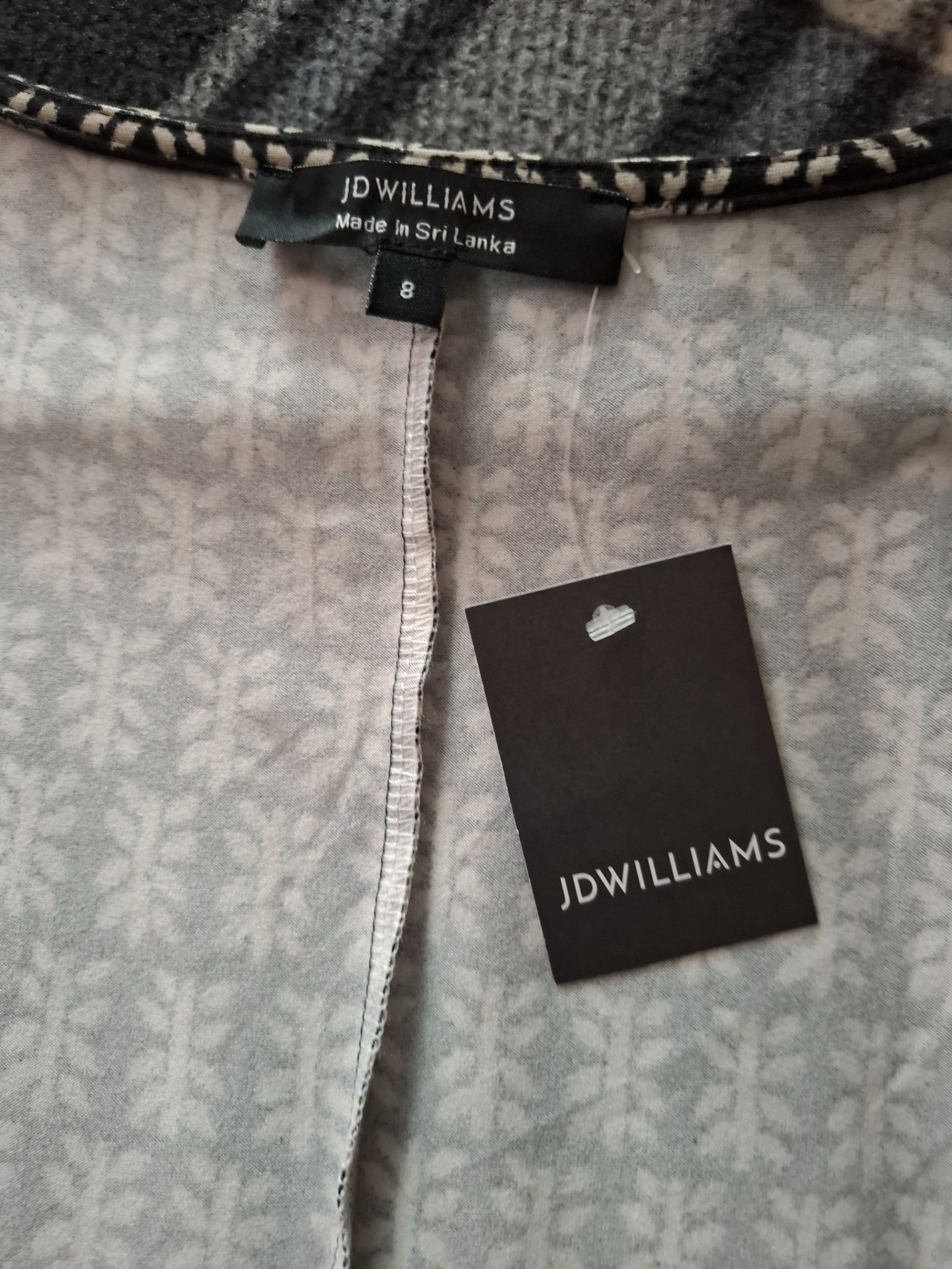 JD Williams Black Patterned Fit and Flare Dress – Size 8, JD Williams, 8, New condition — preloved on SilentSale®