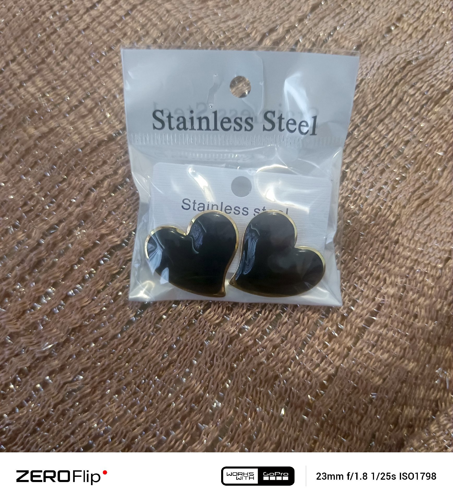 Black Heart Stainless Steel Stud Earrings, Unbranded, One Size, New condition — preloved on SilentSale®