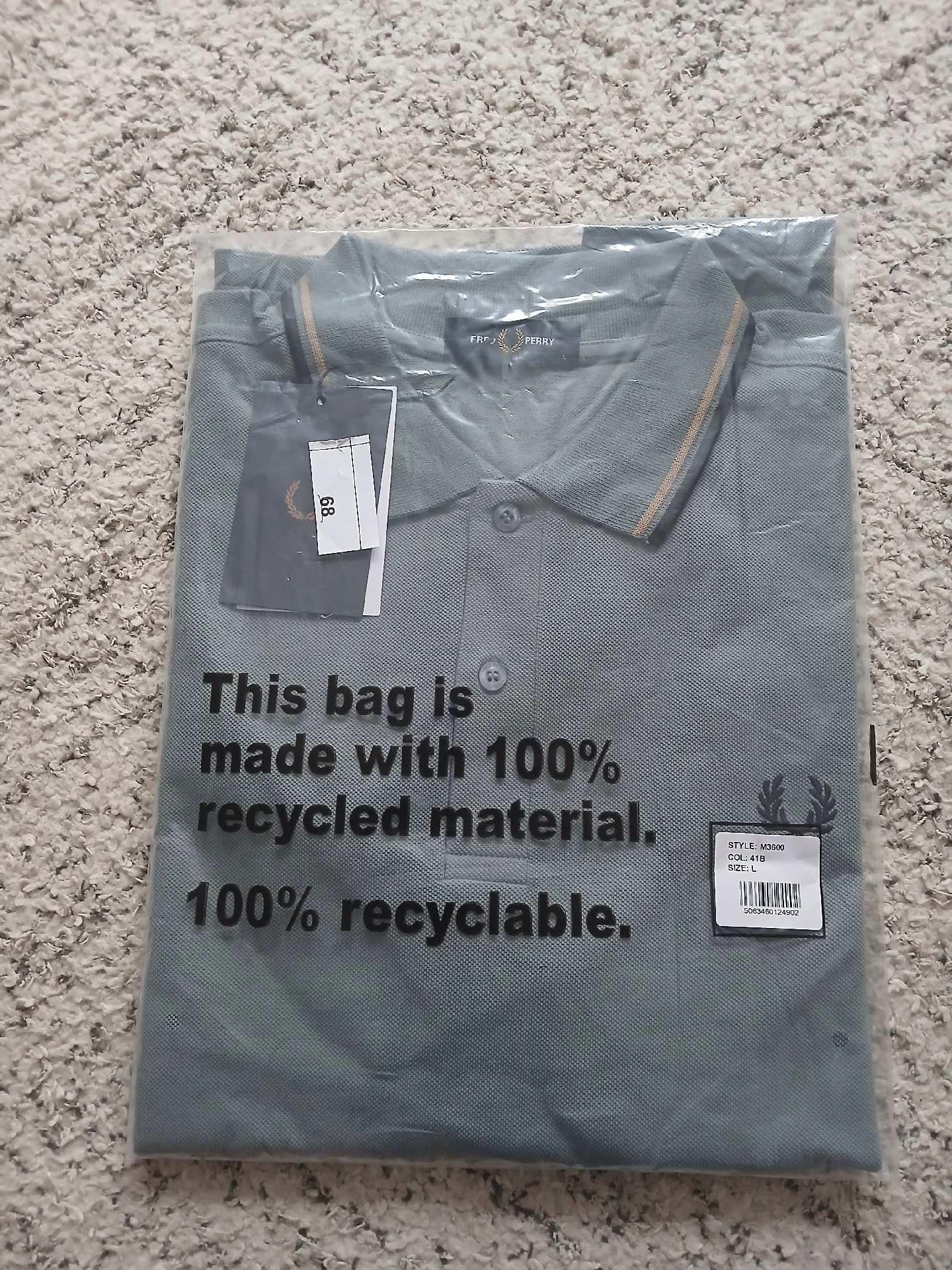 Fred perry polo shirt size large grey in colour , Fred Perry, L, New condition — preloved on SilentSale®