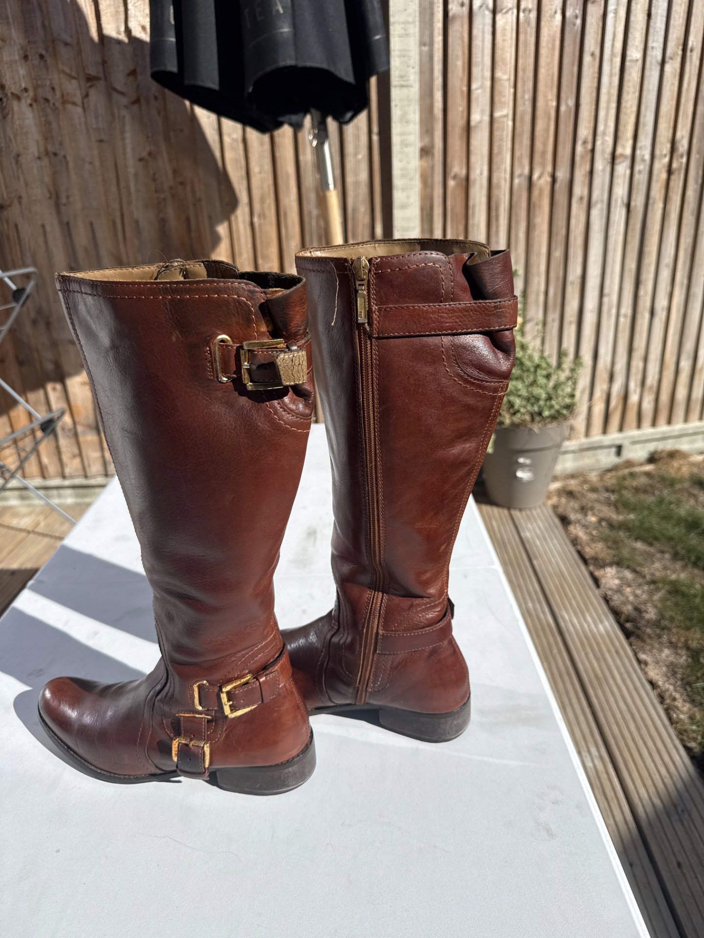 Dune Brown leather boots size 4UK, Dune, 4, Good condition — preloved on SilentSale®