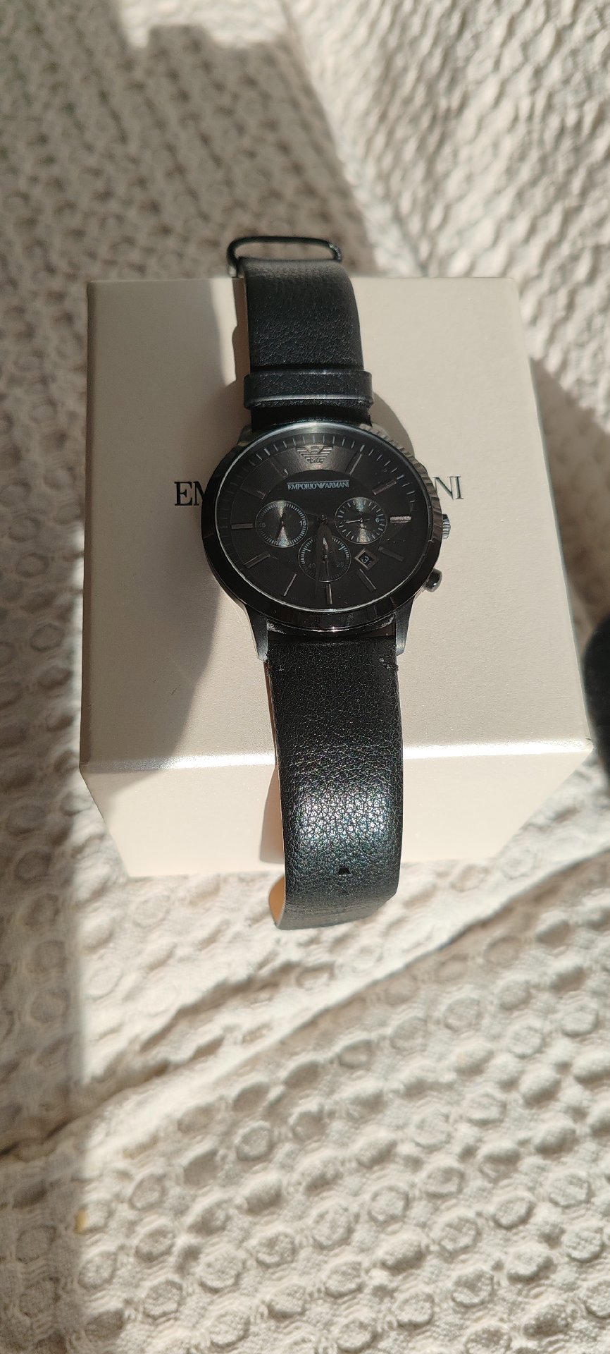 Emporio Armani Black Leather Strap Men's Watch, Armani, One Size, Excellent condition — preloved on SilentSale®
